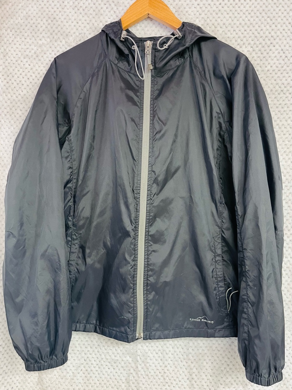 Eddie Bauer Black Hooded Lightweight Windbreaker